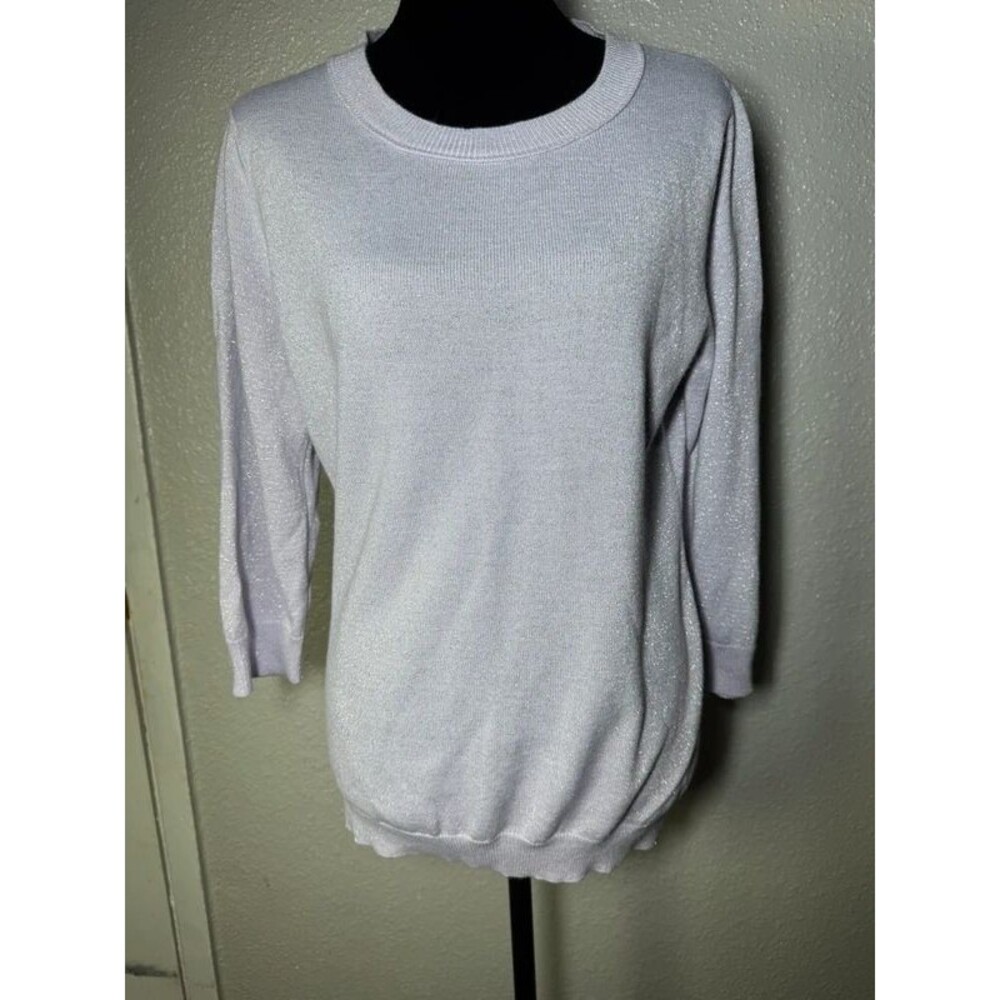 New York & Co Purple Silver Round Neck Pullover Knit Sweater Sz m